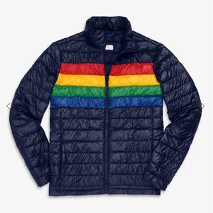 Primary Adult Rainbow Stripe Lightweight Puffer Jacket